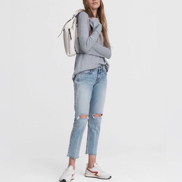 Rag & Bone Dre Low Rise Slim Boyfriend Jeans Light Wash Women’s 34 - Picture 1 of 7
